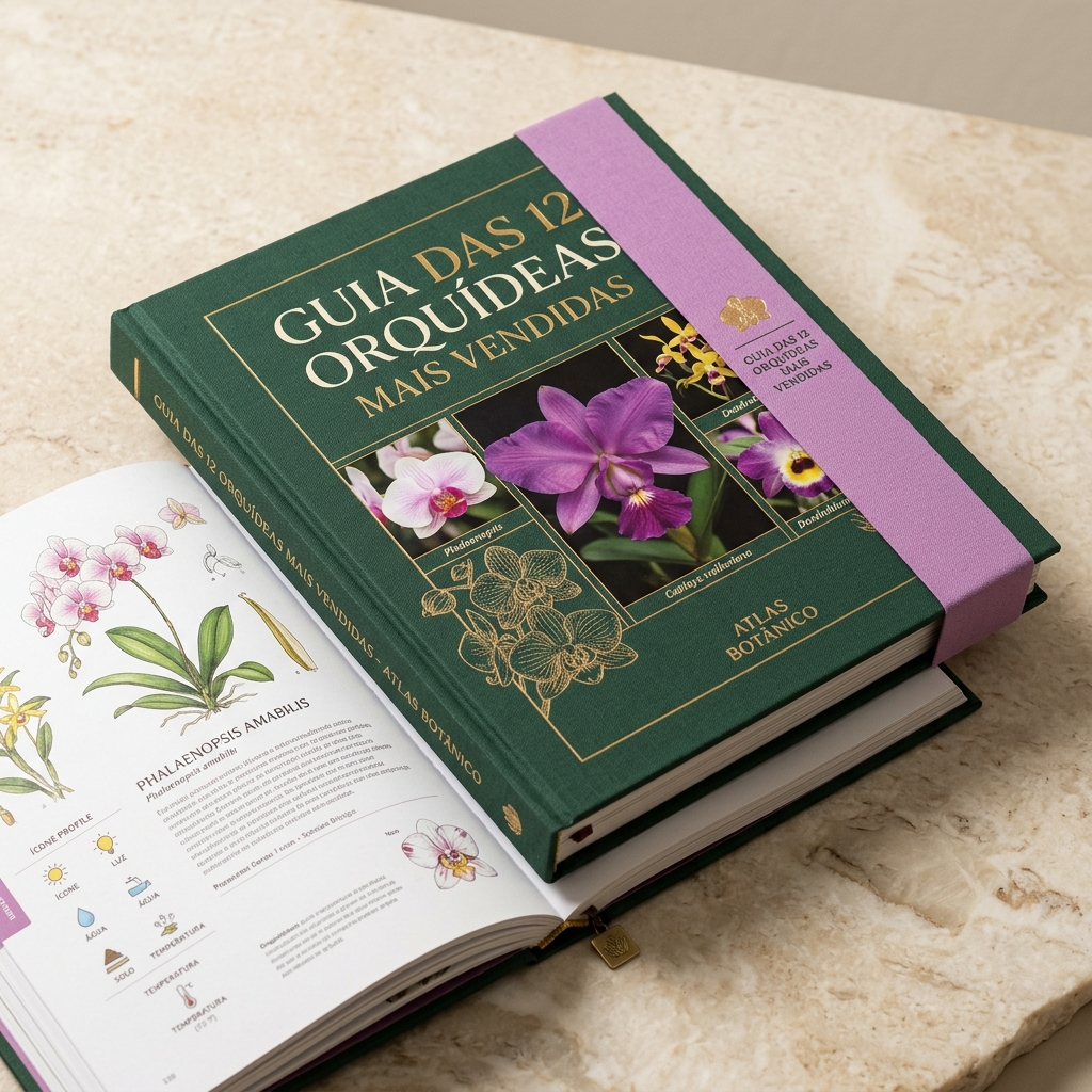 Mockup do Guia das 12 Orquídeas Mais Vendidas