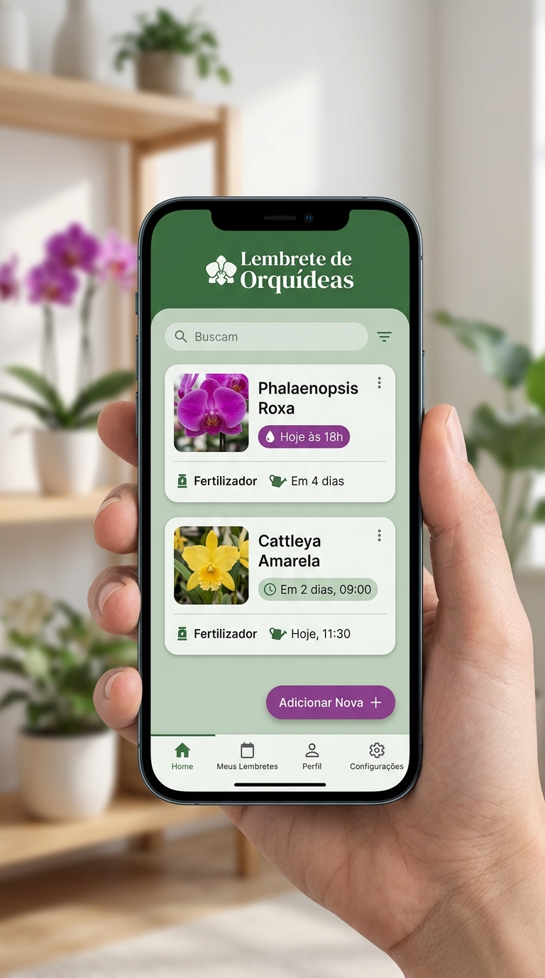 Mockup do App Lembrete de Rega no Smartphone